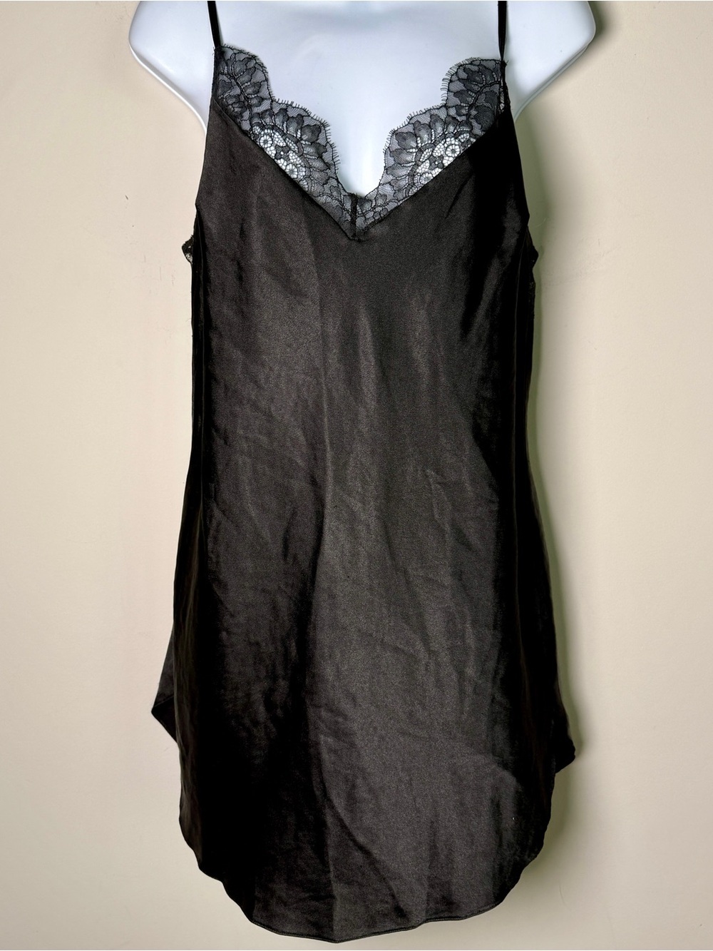 Victoria's Secret Black Satin & Lace Slip Dress Coquette Y2K Whimsigoth - L